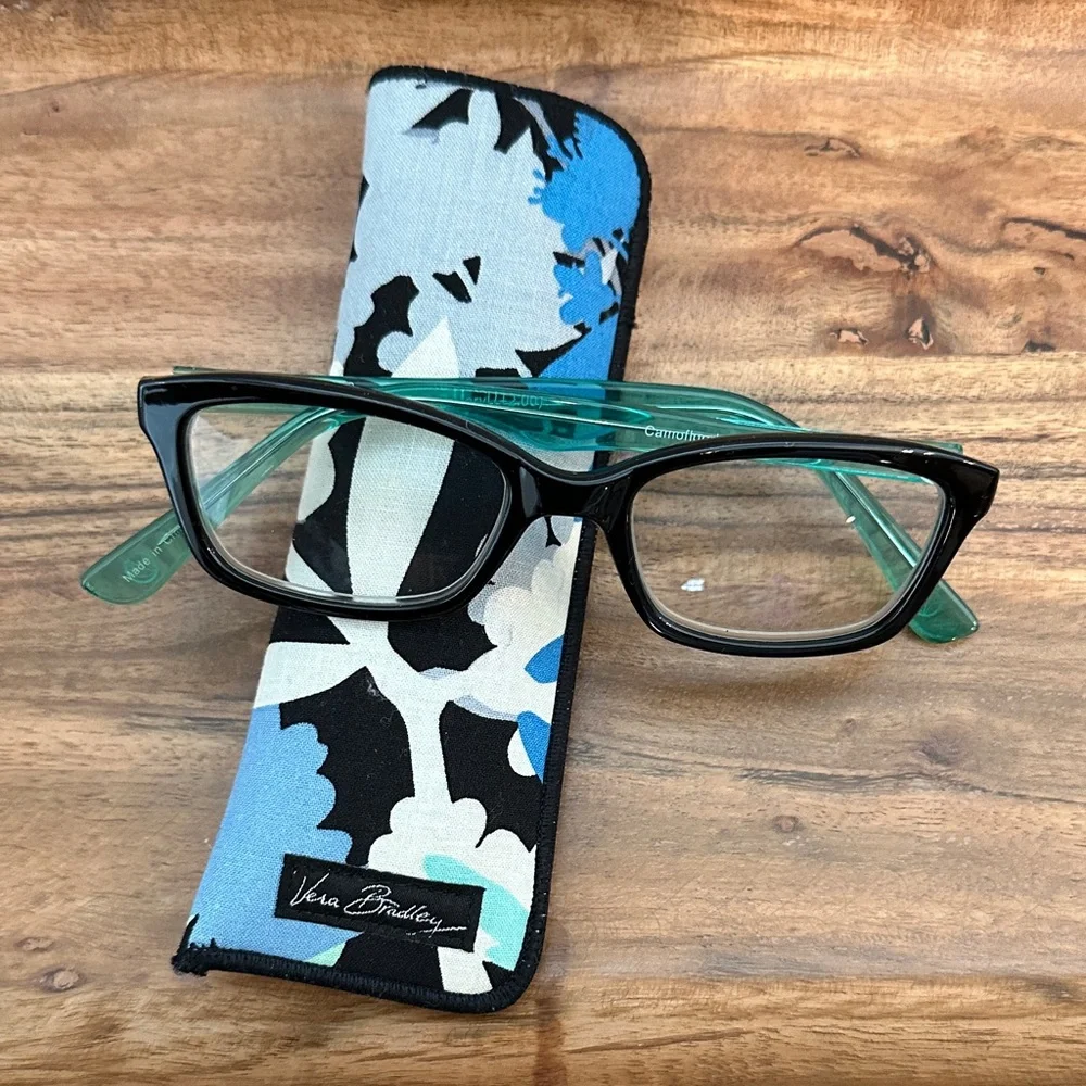 Vera Bradley Camofloral Meryl Turquoise/Black‎ Reading Glasses